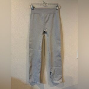Fabletics Women’s Grey Ribbed High Waisted Straight Leg Split Hem Legging - L
